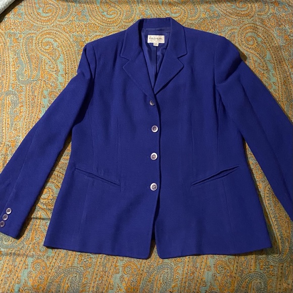 Sapphire Blue Emanuel Ungaro Jacket Sz 14 EURO Sz 48. Beautiful Cut!! - Picture 1 of 8
